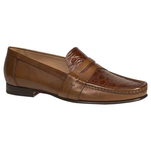 Mezlan "Marconi" 7135-C Cognac / Tan Genuine Crocodile Loafer Shoes